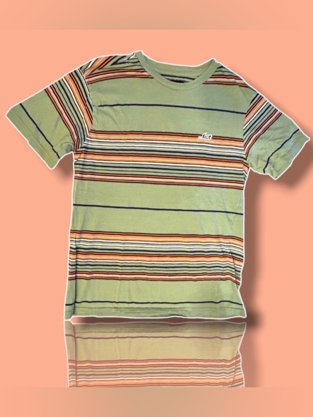 Lost Surf n Skate brand - Multicolored Striped Crewneck Tee/T-Shirt M